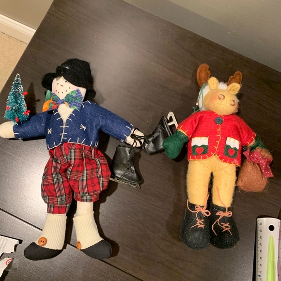 Adorable Plush Snowman & Moose, Gently Used, String Attached for Ornament Use - Picture 11 of 16